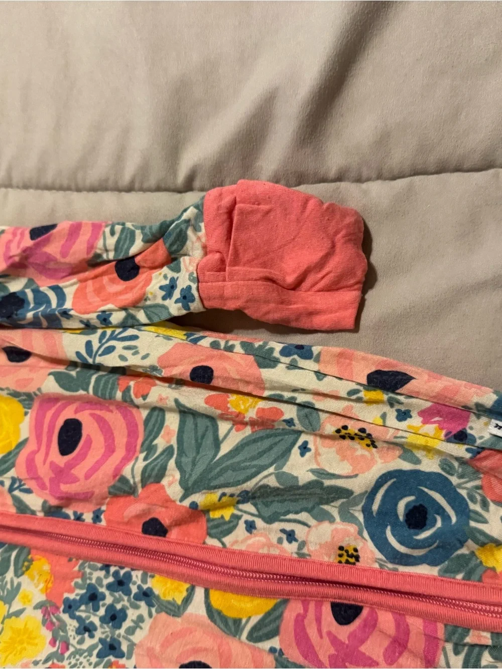 Little Sleepies Coral Trim Floral Zip Footie Pajamas